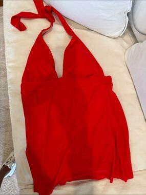 J. Crew Red Halter One-Piece Swimsuit